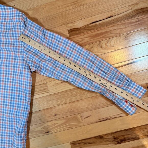 Robert Graham Mens Long Sleeve Shirt XL Button-Up Flip Cuff Blue/Orange Plaid - Picture 6 of 6